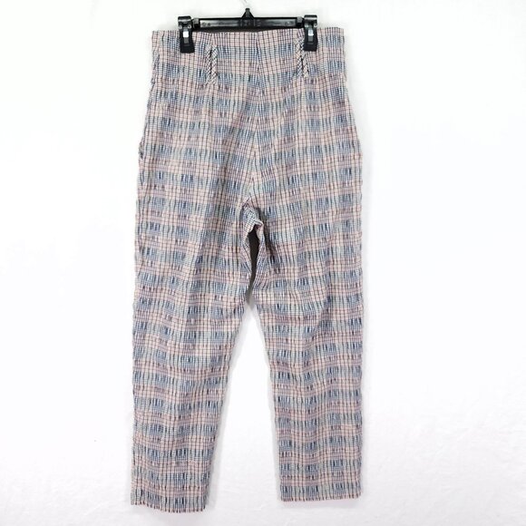 Maeve Anthropologie Hazelle Plaid Slim Pants Size 4 Paperbag High Waist Trousers - Picture 3 of 16